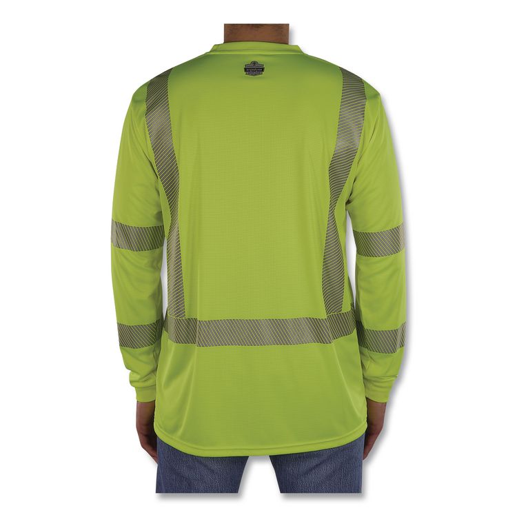 GloWear 8370 Class 3 Performance Hi-Vis Long Sleeve T-Shirt, X-Small, Lime