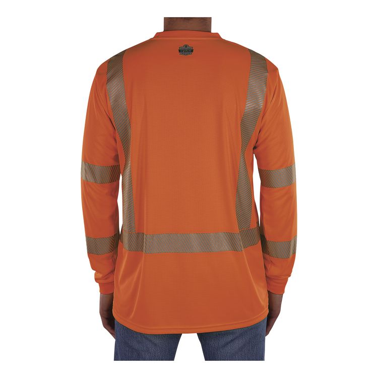 GloWear 8370 Class 3 Performance Hi-Vis Long Sleeve T-Shirt, Medium, Orange