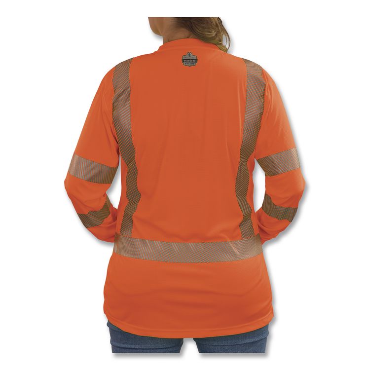 GloWear 8387 Class 3 Women's Performance Hi-Vis Long Sleeve T-Shirt, 3X-Large, Orange