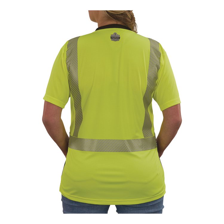 GloWear 8276BK Class 2 Women's Performance Hi-Vis T-Shirt with Black Bottom, 2X-Large, Lime