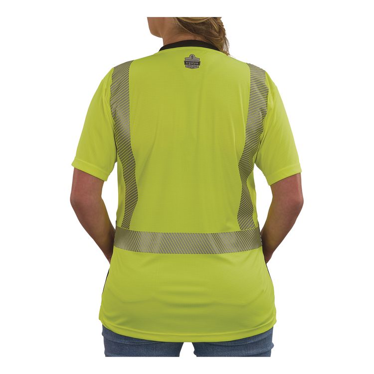 GloWear 8276BK Class 2 Women's Performance Hi-Vis T-Shirt with Black Bottom, 3X-Large, Lime
