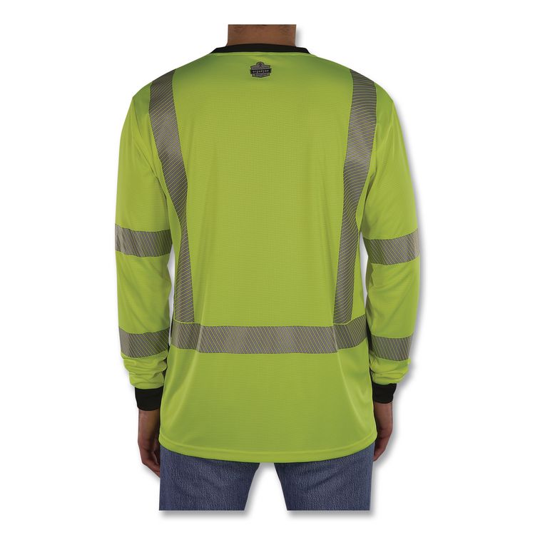 GloWear 8371BK Class 3 Performance Hi-Vis Long Sleeve T-Shirt with Black Bottom, 3X-Large, Lime