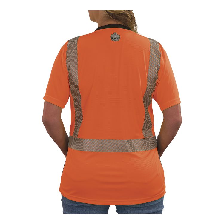GloWear 8276BK Class 2 Women's Performance Hi-Vis T-Shirt with Black Bottom, 3X-Large, Orange
