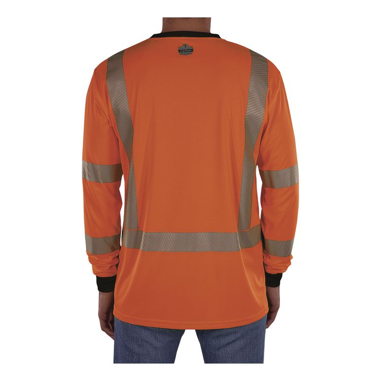 GloWear 8371BK Class 3 Performance Hi-Vis Long Sleeve T-Shirt with Black Bottom, 4X-Large, Orange