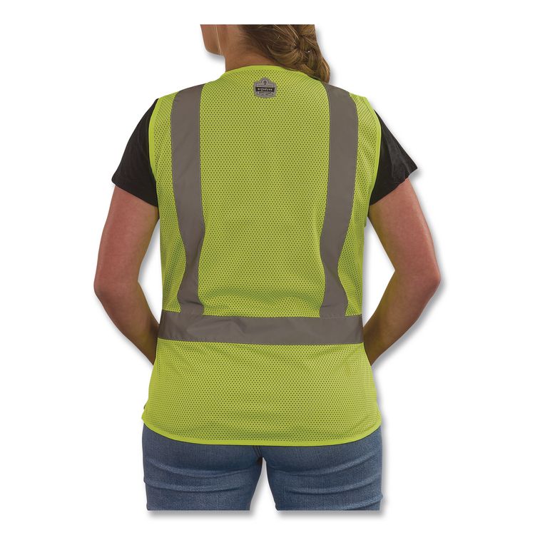 GloWear 8210HLW-S Class 2 Women's Hi-Vis Vest with Hook-and-Loop, Polyester, Medium, Lime