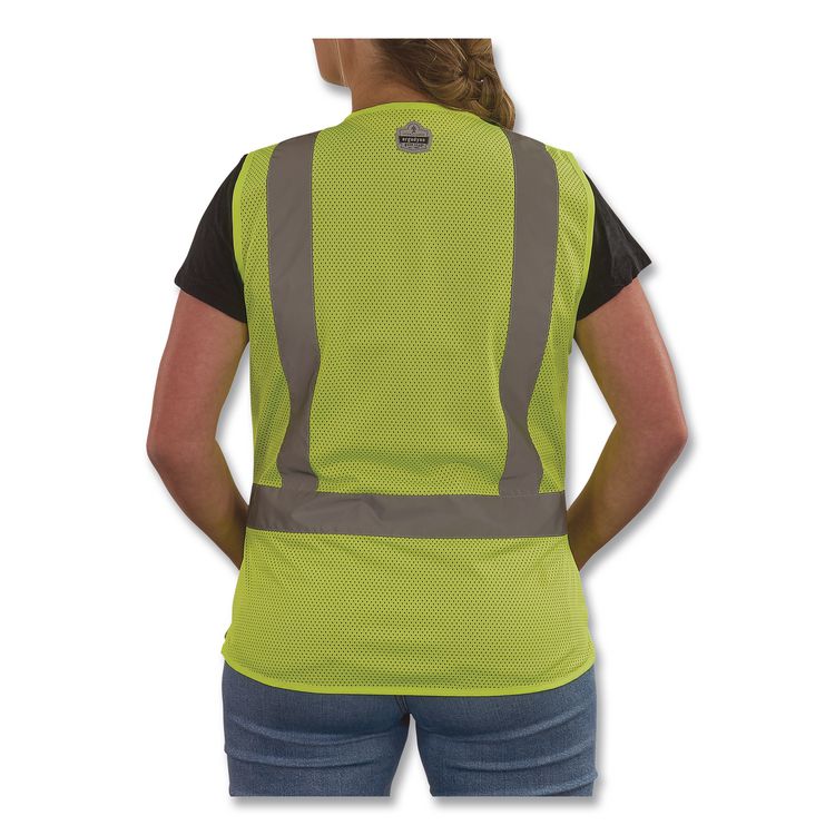 GloWear 8210HLW-S Class 2 Women's Hi-Vis Vest with Hook-and-Loop, Polyester, X-Large, Lime