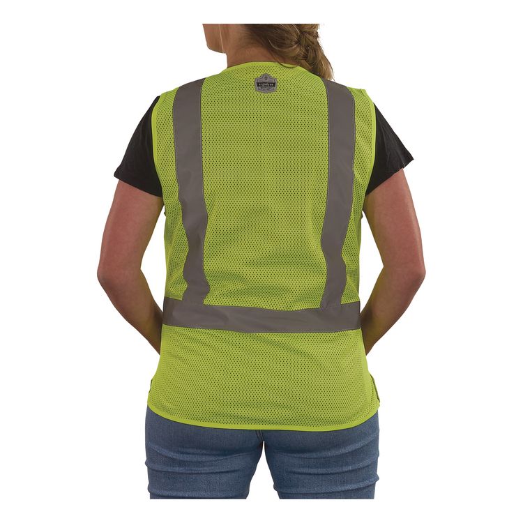 GloWear 8210ZW-S Class 2 Women's Hi-Vis Vest with Zipper, Polyester, Medium, Lime