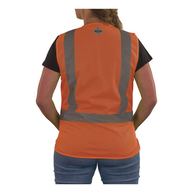GloWear 8210ZW-S Class 2 Women's Hi-Vis Vest with Zipper, Polyester, Medium, Orange