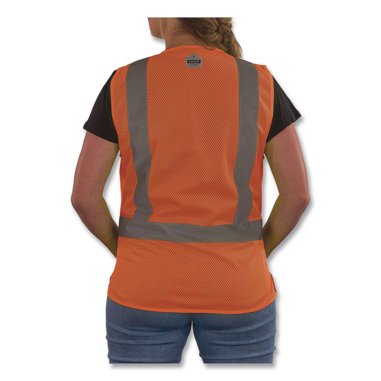 GloWear 8210ZW-S Class 2 Women's Hi-Vis Vest with Zipper, Polyester, X-Large, Orange