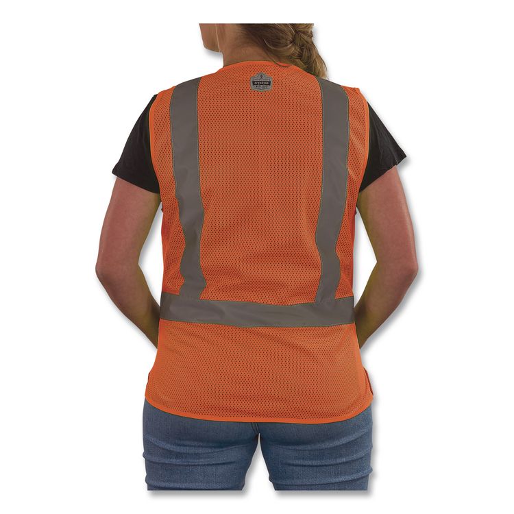 GloWear 8210ZW-S Class 2 Women's Hi-Vis Vest with Zipper, Polyester, 2X-Large, Orange