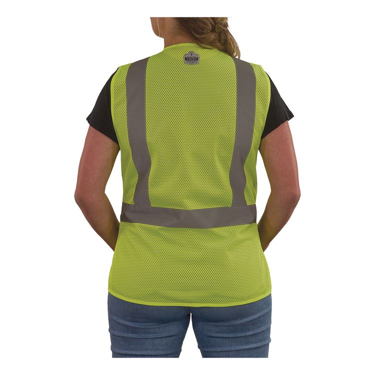 GloWear 8215BAW-S Class 2 Women's Hi-Vis Breakaway Vest with Hook-and-Loop, Polyester, Medium, Lime
