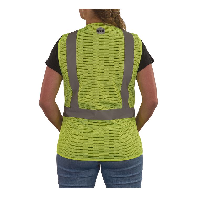GloWear 8215BAW-S Class 2 Women's Hi-Vis Breakaway Vest with Hook-and-Loop, Polyester, X-Large, Lime