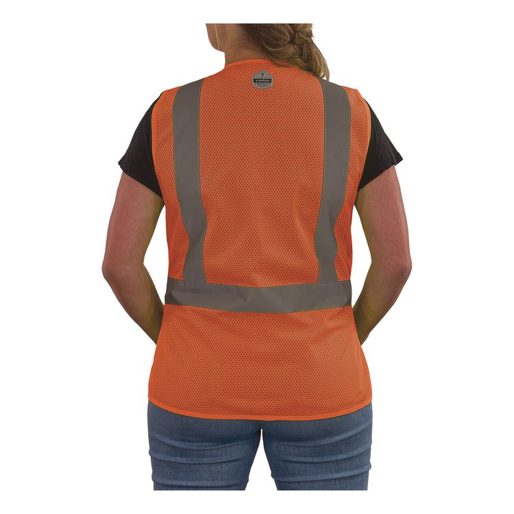 GloWear 8215BAW-S Class 2 Women's Hi-Vis Breakaway Vest with Hook-and-Loop, Polyester, Large, Orange