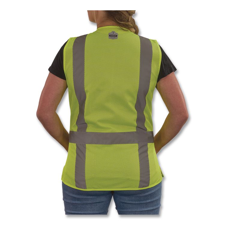 GloWear 8247ZW-S Class 2 Women's Hi-Vis Surveyor Vest with Zipper, Polyester, Small, Lime