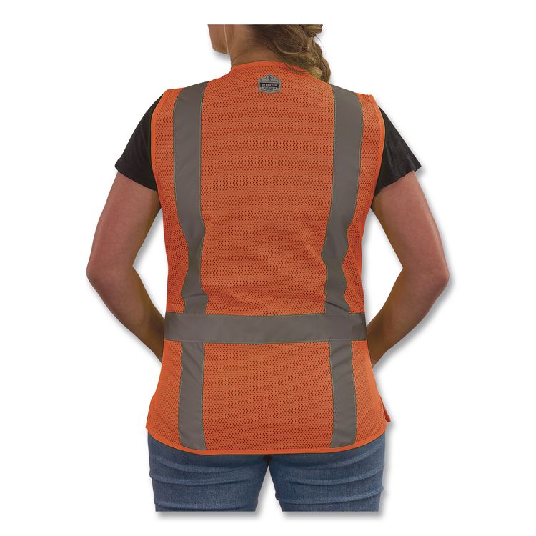 GloWear 8247ZW-S Class 2 Women's Hi-Vis Surveyor Vest with Zipper, Polyester, Small, Orange