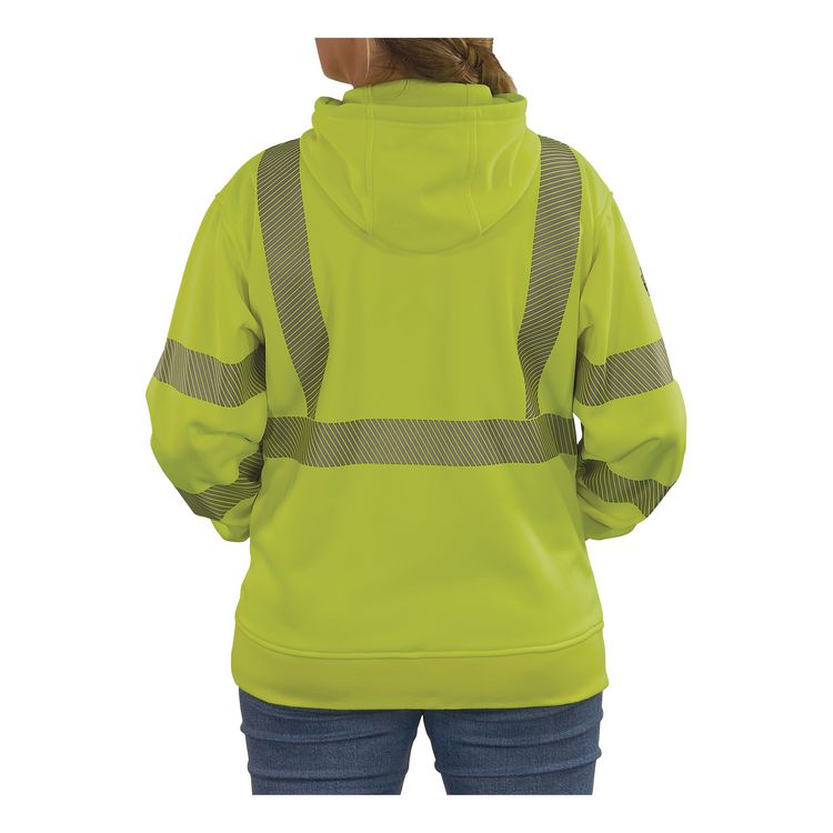 GloWear 8304W Class 3 Women's Performance Hi-Vis Hooded Sweatshirt, Small, Lime
