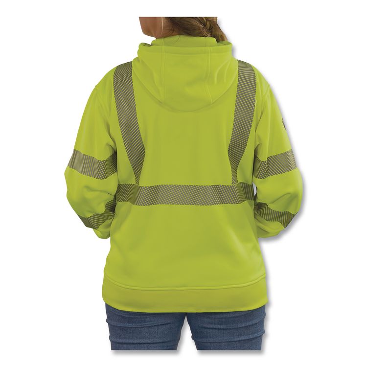 GloWear 8304W Class 3 Women's Performance Hi-Vis Hooded Sweatshirt, X-Large, Lime