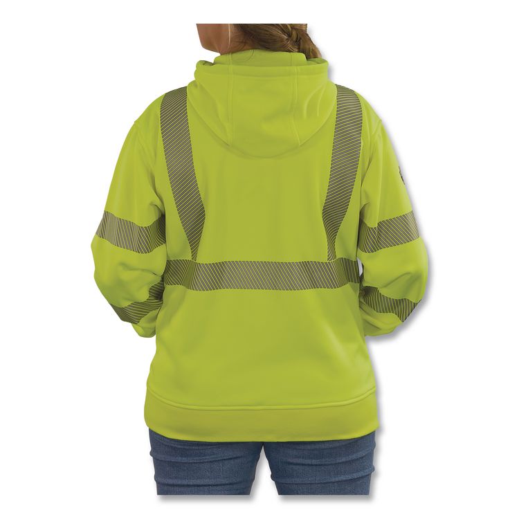 GloWear 8304W Class 3 Women's Performance Hi-Vis Hooded Sweatshirt, 2X-Large, Lime
