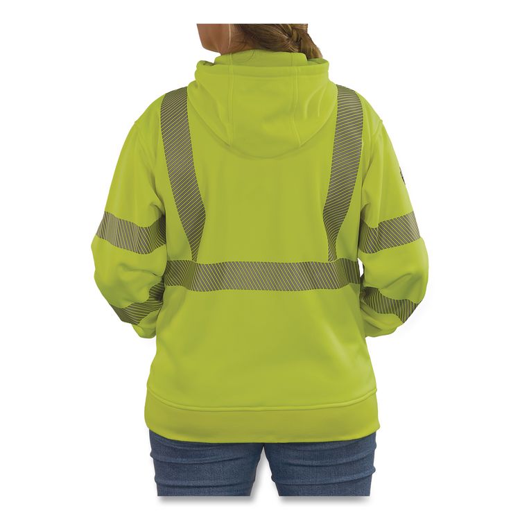 GloWear 8304W Class 3 Women's Performance Hi-Vis Hooded Sweatshirt, 3X-Large, Lime