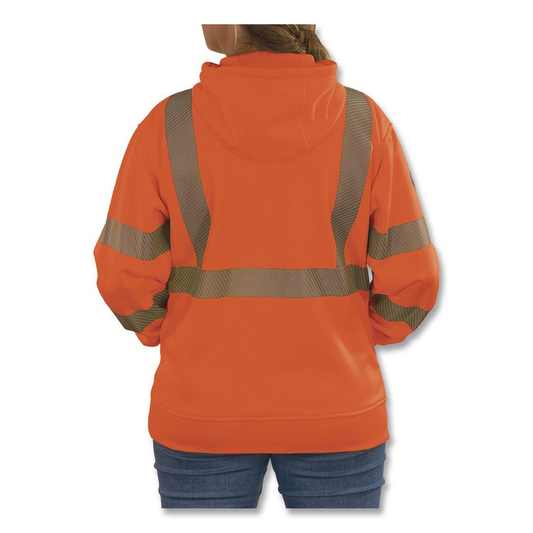 GloWear 8304W Class 3 Women's Performance Hi-Vis Hooded Sweatshirt, Small, Orange