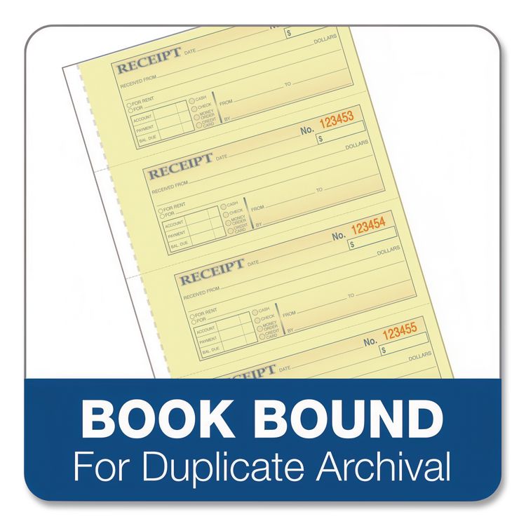 Money and Rent Receipt Book, Account + Payment Sections, Three-Part Carbonless, 7.13 x 2.75, 4 Forms/Sheet, 100 Forms Total