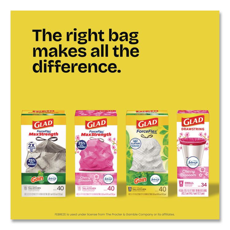 ForceFlex Kitchen Drawstring Trash Bags, Drawstring, 13 gal, Unscented, 23.47 x 25.38, White, 110 Bags/Box, 3 Boxes/Carton