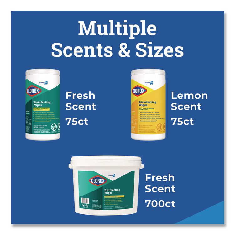 CloroxPro Disinfecting Wipes, 1-Ply, 7 x 8, Fresh Scent, White, 75/Canister