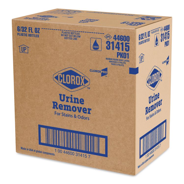 CloroxPro Urine Remover for Stains and Odors, Clean Floral Scent, 32 oz Pull-Top Bottle, 6/Carton