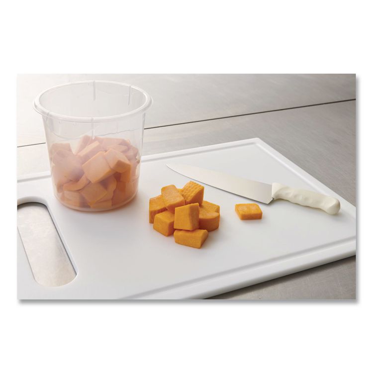 Round Storage Containers, 4 qt, 8.5" Diameter x 7.5" h, Plastic, Clear