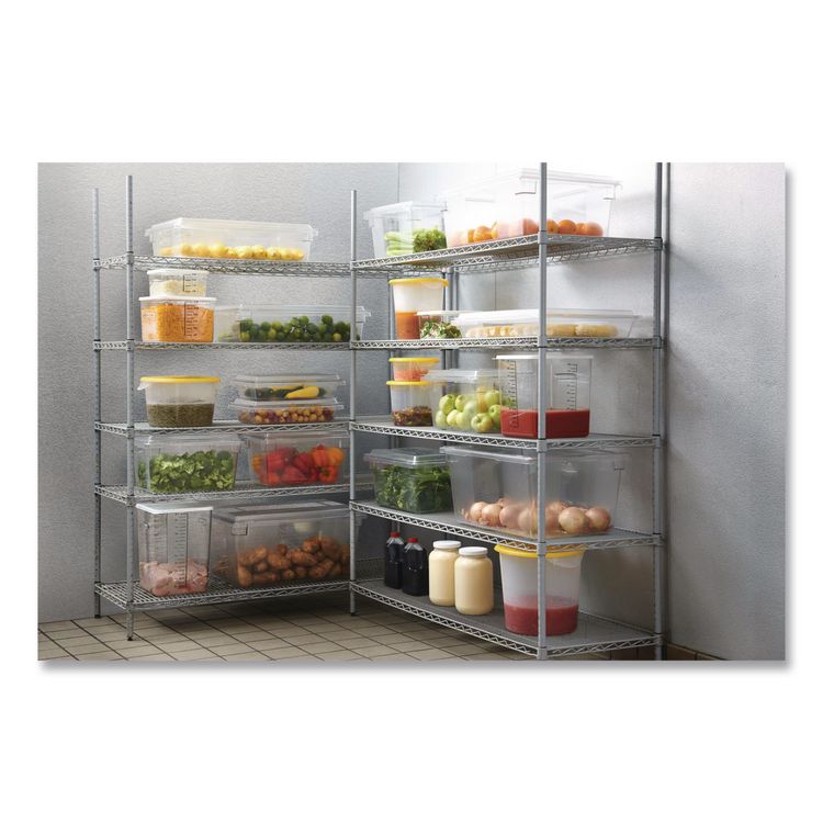 Round Storage Containers, 6 qt, 11.25" Diameter x 7.63" h, Plastic, Clear