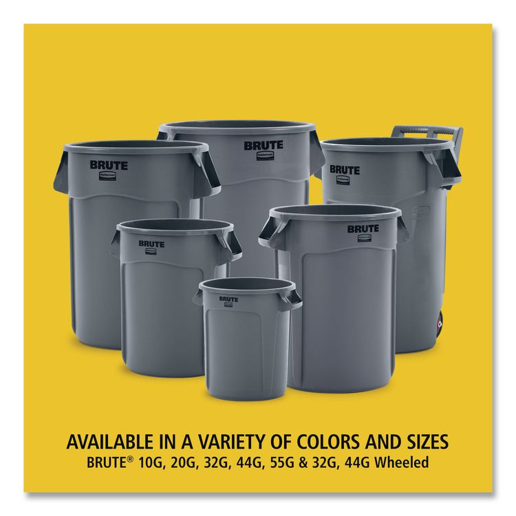 Vented Round BRUTE Container, 20 gal, Resin, Dark Green