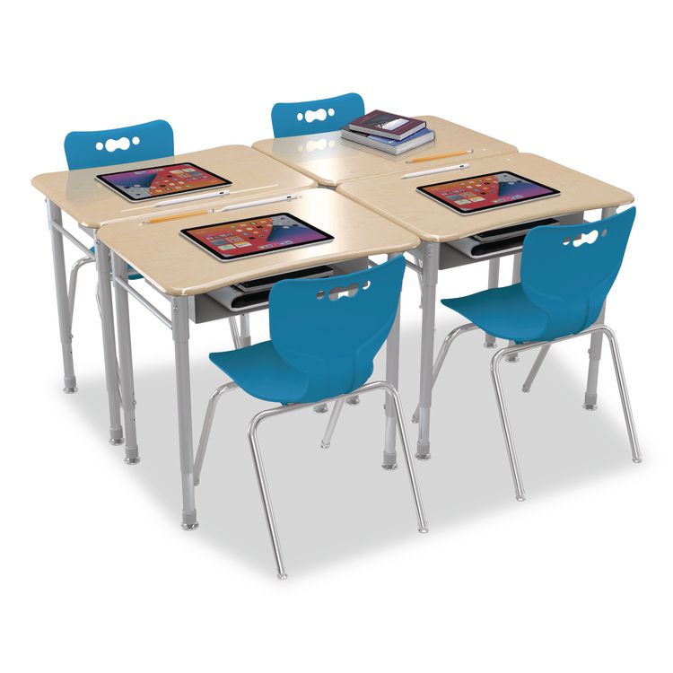 Astute Hard Plastic Desk, 26" x 19.3" x 23.1" to 33.1", Fusion Maple, 2/Carton