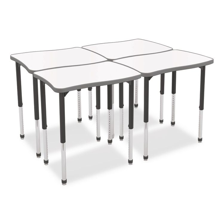 Hierarchy Creator Rectangle Desk, 32.1" x 21.4" x 18" to 29", White Dry Erase/Black Legs,Ships in Two Boxes(Worksurface/Legs)