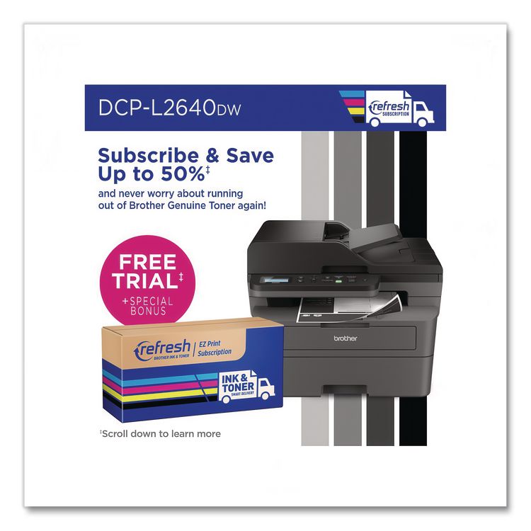 DCP-L2640DW Wireless Compact Monochrome Multifunction Laser Printer, Copy/Print/Scan