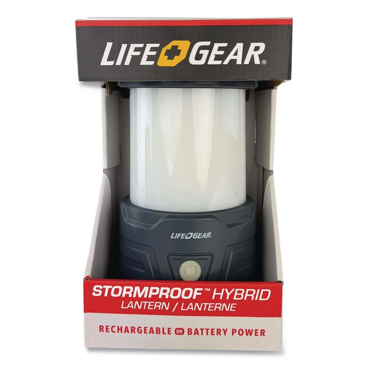 LifeGear Hybrid Rechargeable Lantern, Rechargeable Lithium Ion Battery (Included), Gray