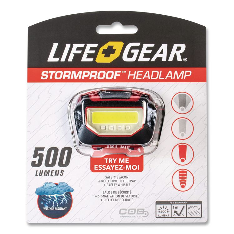 LifeGear Stormproof Multi Mode LED Headlamp, 3 AAA Batteries (Included), Black