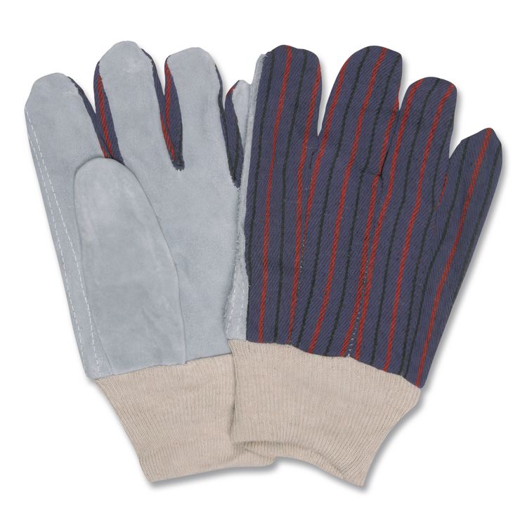 1040 Leather Palm Glove, Clute Cut, Straight Thumb, 11.61" Long, Large, Gray/White, 12 Pairs