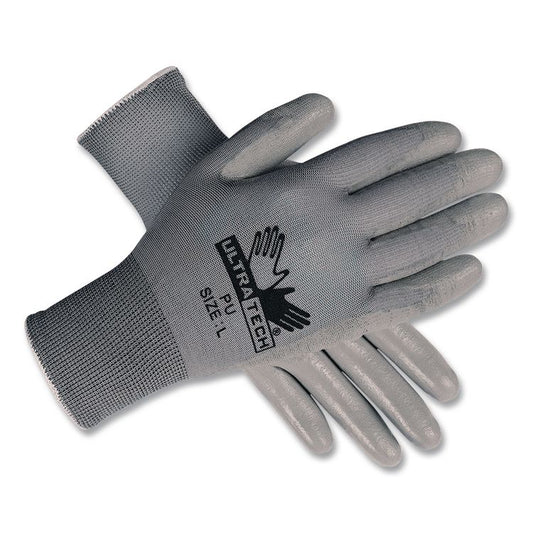 Ultra Tech Tactile Dexterity Work Gloves, EN388: 4131, Large, White/Gray, 12 Pairs