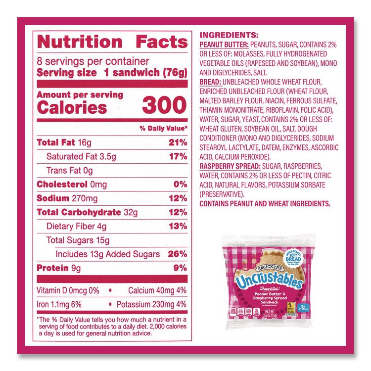 UNCRUSTABLES Variety Pack, 8 Sandwiches/Box, 6 Boxes/Carton