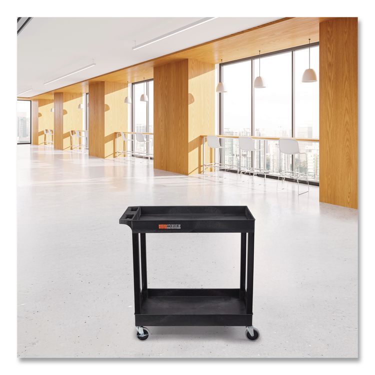 TUFFY XL Two-Shelf Heavy-Duty Multipurpose Utility Cart, Plastic, 200 lb Capacity, 35 x 18 x 34.25, Black