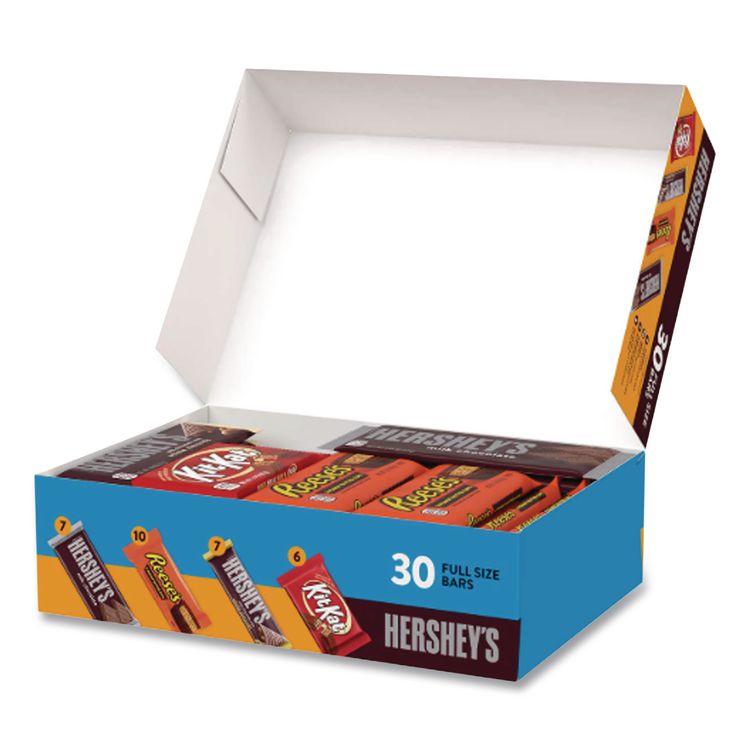Full Size Chocolate Candy Bar Variety Pack, Assorted 1.5 oz Bar, 30 Bars/Box