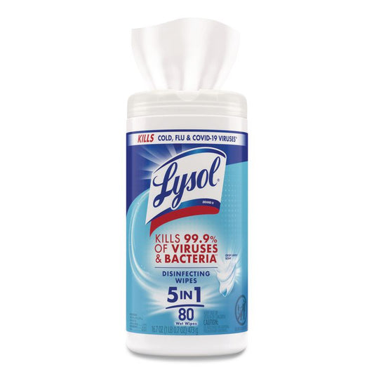 Disinfecting Wipes, 1-Ply, 7 x 7.25, Crisp Linen, White, 80 Wipes/Canister