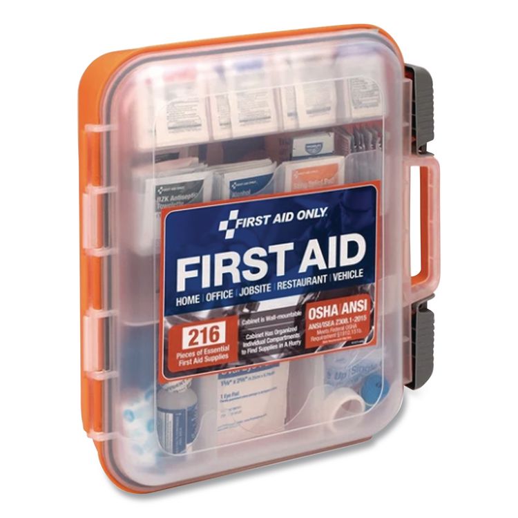 ANSI Class A Bulk First Aid Kit, 210 Pieces, Plastic Case