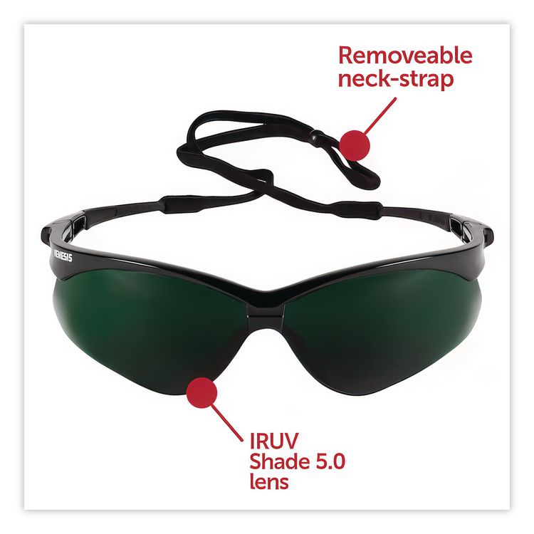 Nemesis Safety Glasses, Black Half Frame, Green Shade 5 VLT Dual Lens