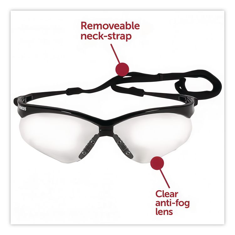 Nemesis Safety Glasses, Black Half Frame, Clear Dual Anti-Fog Lens