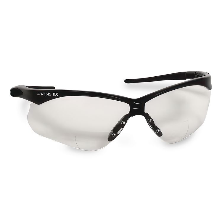 Nemesis Readers Safety Glasses, 1.0+ Diopter, Black Half Frame, Clear Dual Lens