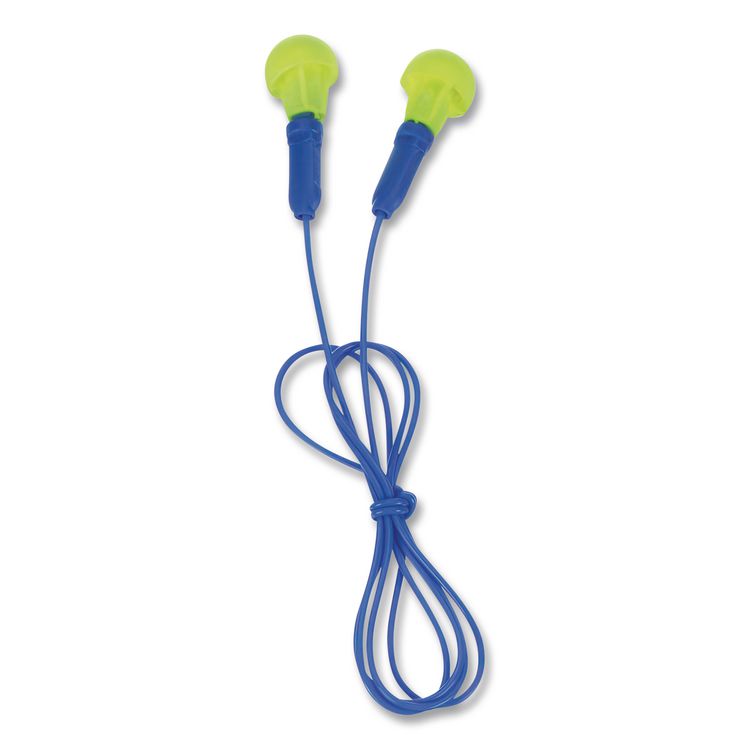 E-A-RPush-Ins Earplugs, Corded, Reusable, 28 dB NRR, One Size Fits Most, Yellow Spherical Pod Plugs, 100/Box