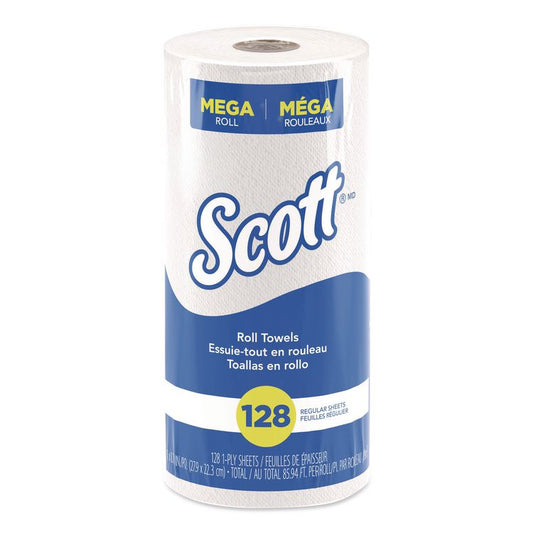 Kitchen Roll Towels, 1-Ply, 11 x 8.75, White, 128/Roll, 20 Rolls/Carton