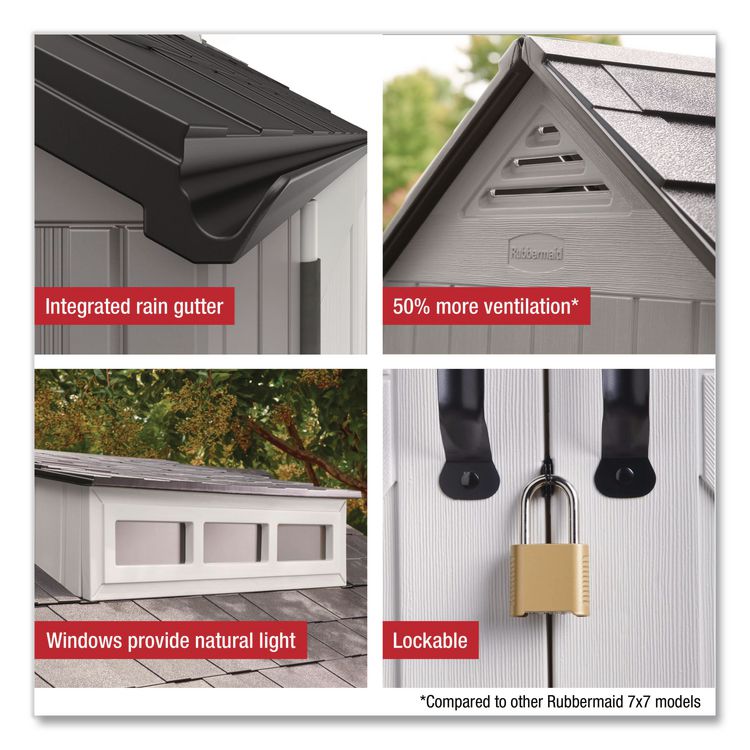 Storage Shed, 337 cu ft, 7 ft x 7 ft, Simple Gray