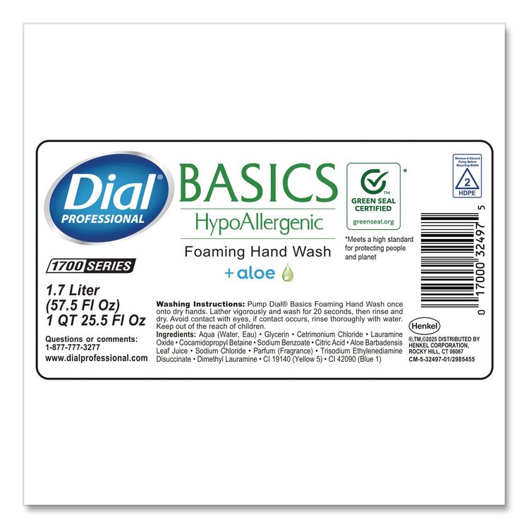 Basics Hypoallergenic Foaming Hand Wash Refill for 1700 Dispenser, Fresh Floral Scent, 1.7 L, 3/Carton